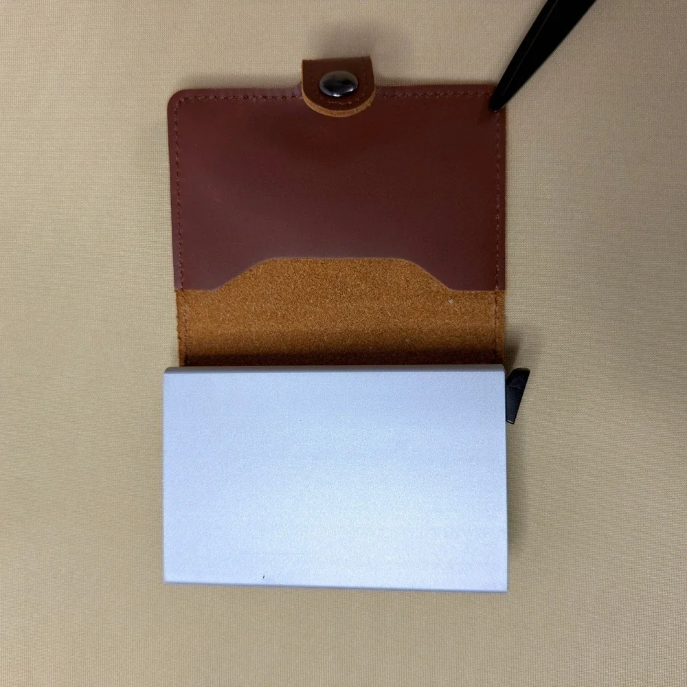 NEW Safecard RFID Pop Up Wallet Mens OS Brown New Leather Minimalist Card Holder